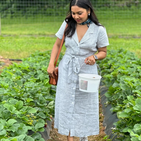 100% European Linen Button Front Dress - Picture 4 of 8